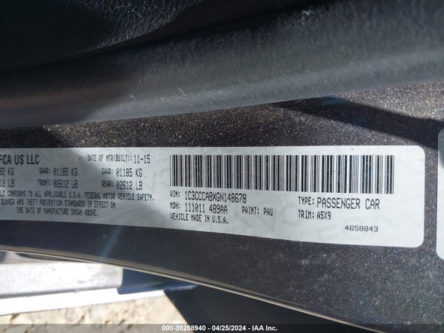 Chrysler 200 Limited 2016 1C3CCCABXGN148678 Image 9