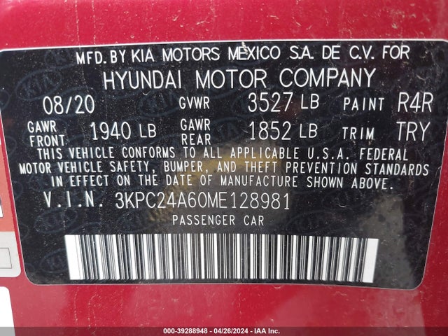 Hyundai ACCENT SE 2021 3KPC24A60ME128981 Image 9