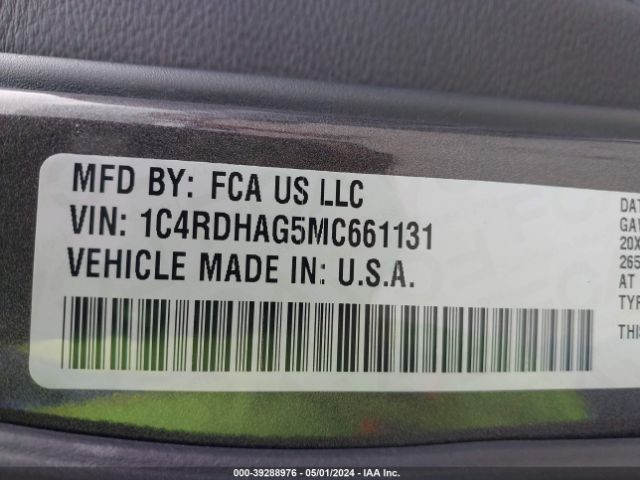 1C4RDHAG5MC661131 Dodge Durango Sxt Plus Rwd