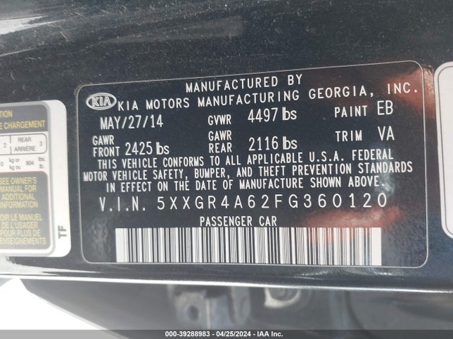 KIA Optima Sx Turbo 2015 5XXGR4A62FG360120 Image 9