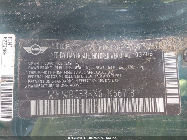 2006 MINI COOPER WMWRC335X6TK66718 Photo 8