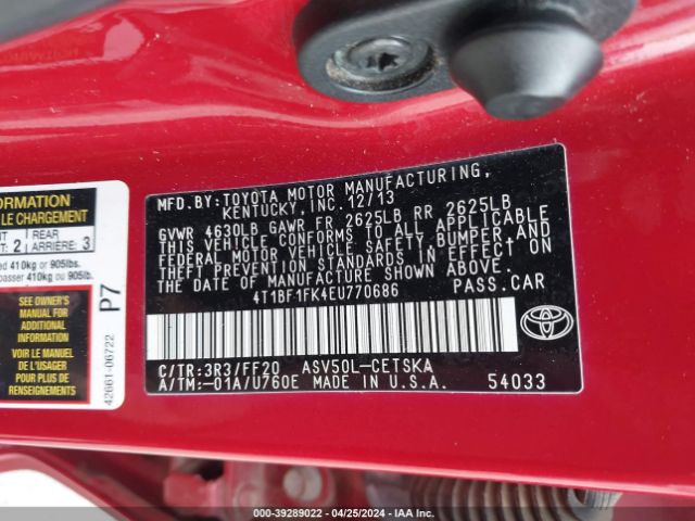 4T1BF1FK4EU770686 Toyota CAMRY SE