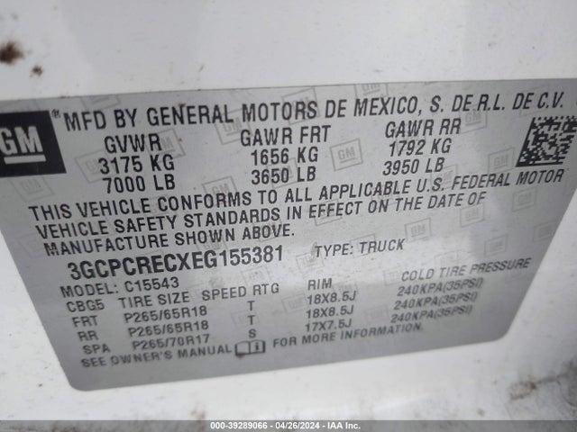 Chevrolet Silverado 1500 1lt 2014 3GCPCRECXEG155381 Image 9