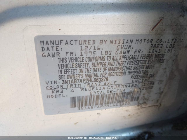 Nissan SENTRA SV 2017 3N1AB7AP2HL663378 Image 9