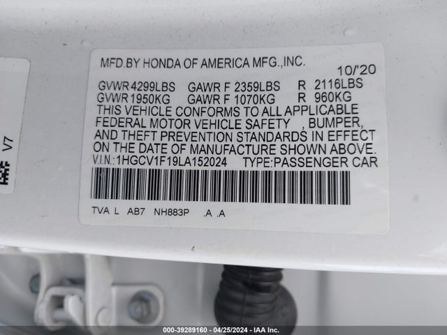 1HGCV1F19LA152024 Honda ACCORD LX