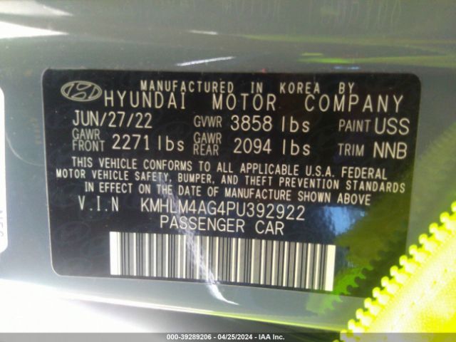 KMHLM4AG4PU392922 Hyundai ELANTRA SEL