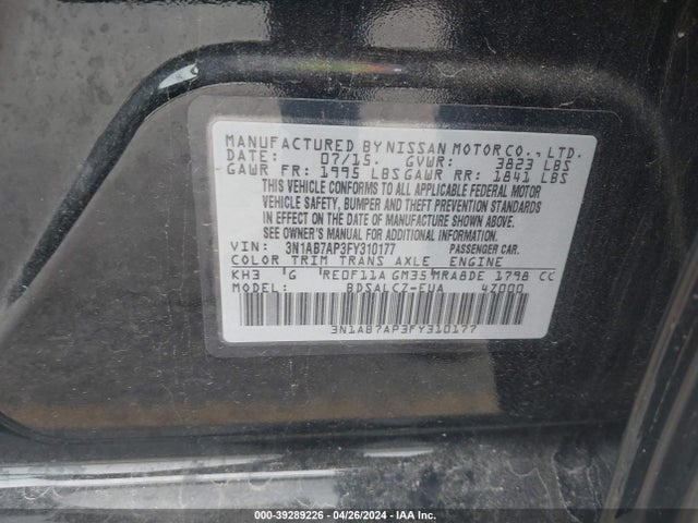 Nissan SENTRA S 2015 3N1AB7AP3FY310177 Image 9