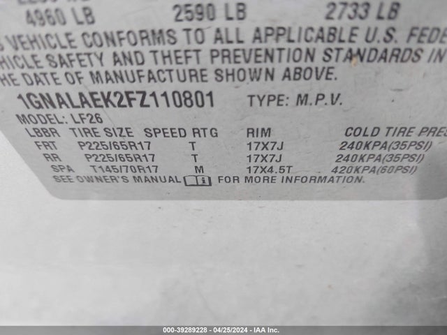 Chevrolet EQUINOX LS 2015 1GNALAEK2FZ110801 Image 9