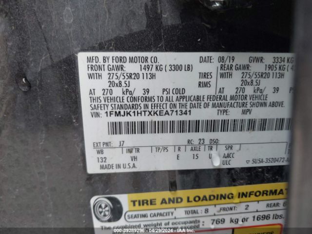 1FMJK1HTXKEA71341 Ford Expedition Max Xlt