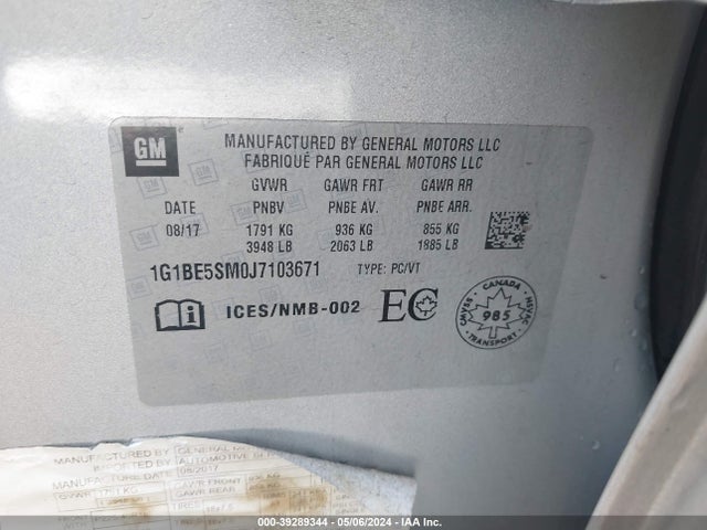 Chevrolet Cruze Lt Auto 2018 1G1BE5SM0J7103671 Image 9