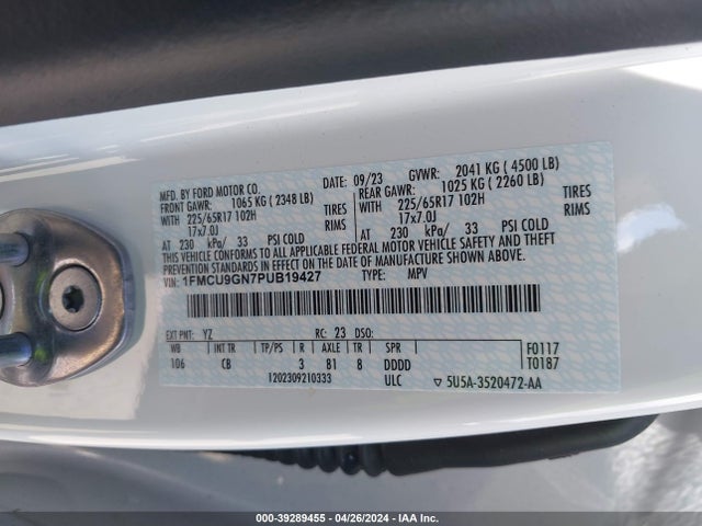 Ford Escape Active 2023 1FMCU9GN7PUB19427 Image 9
