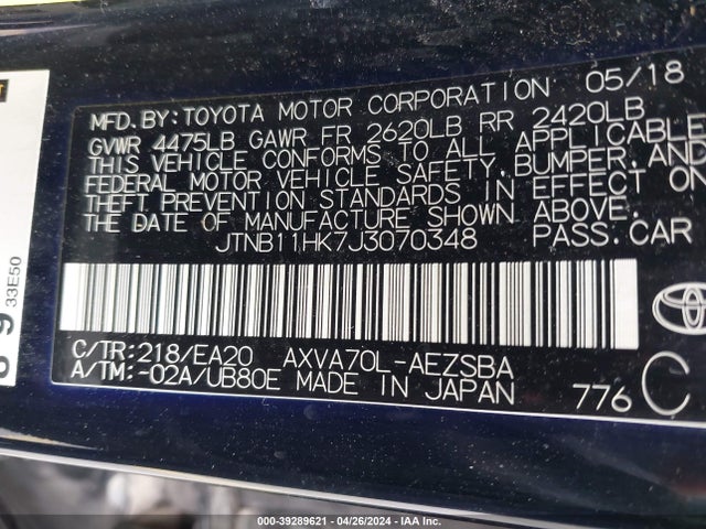 Toyota CAMRY SE 2018 JTNB11HK7J3070348 Image 9