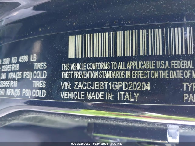 ZACCJBBT1GPD20204 Jeep Renegade Justice