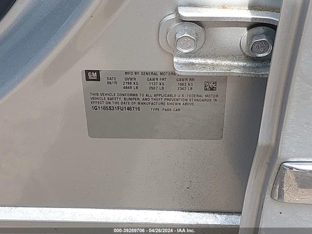Chevrolet IMPALA 2LZ 2015 1G1165S31FU146716 Image 9