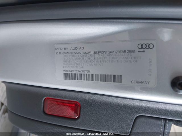 WAUB4CF52KA089775 Audi S5 3.0t Premium