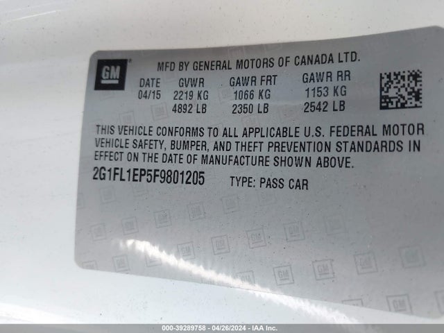 Chevrolet CAMARO ZL1 2015 2G1FL1EP5F9801205 Image 9