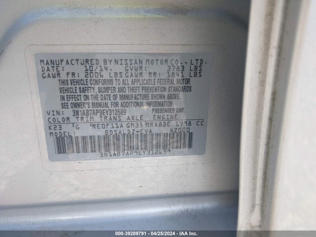 Nissan SENTRA SV 2014 3N1AB7AP9EY312689 Image 9