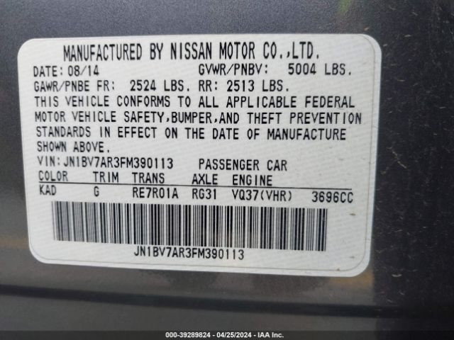 JN1BV7AR3FM390113 Infiniti Q50 Premium
