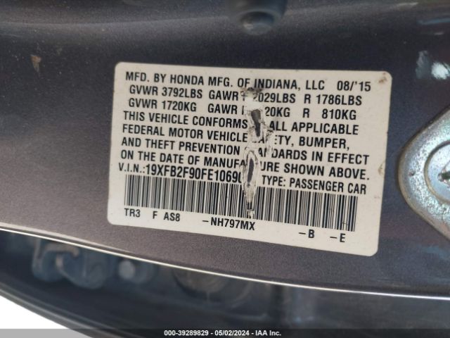 19XFB2F90FE106907 Honda Civic Ex-l