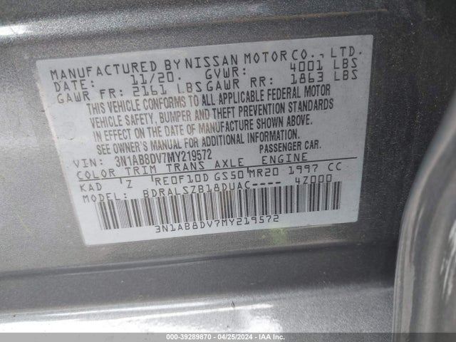 Nissan Sentra Sr Xtronic Cvt 2021 3N1AB8DV7MY219572 Image 9