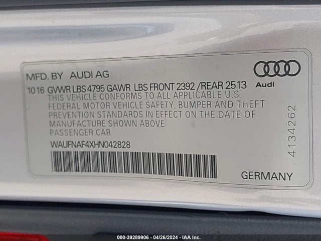WAUFNAF4XHN042828 Audi A4 Prestige