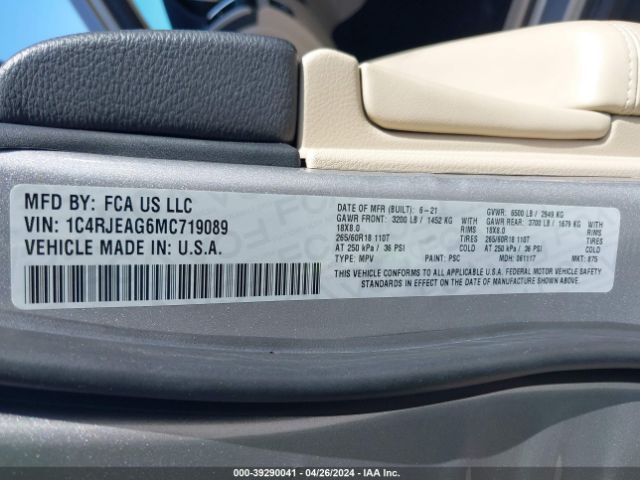 1C4RJEAG6MC719089 Jeep 2021