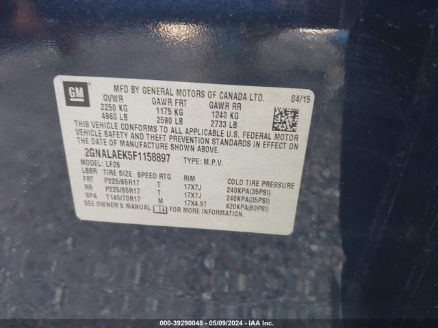 Chevrolet EQUINOX LS 2015 2GNALAEK5F1158897 Image 9