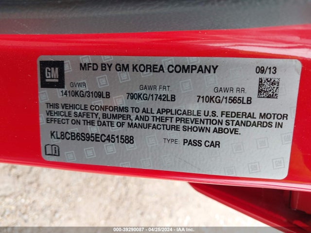 Chevrolet SPARK LS 2014 KL8CB6S95EC451588 Image 9