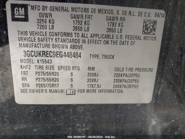 Chevrolet Silverado 1500 1lt 2014 3GCUKREC9EG448484 Image 9