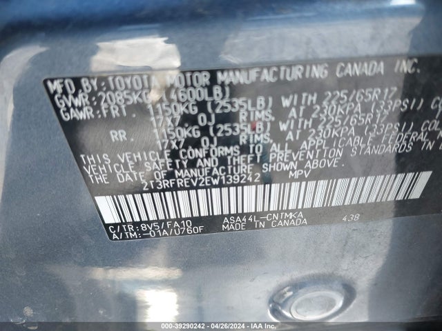 Toyota Rav4 Xle 2014 2T3RFREV2EW139242 Image 9