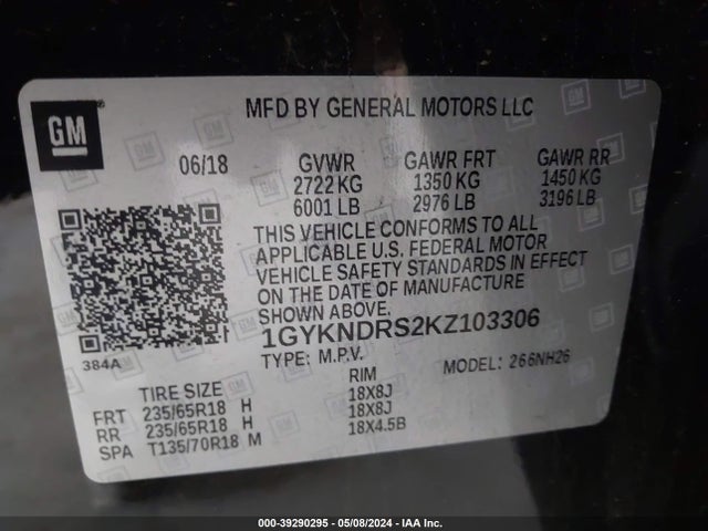 1GYKNDRS2KZ103306 Cadillac XT5 LUXURY