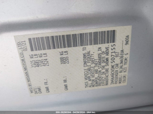 Nissan Maxima Sv Xtronic Cvt 2021 1N4AA6CV1MC507155 Image 9