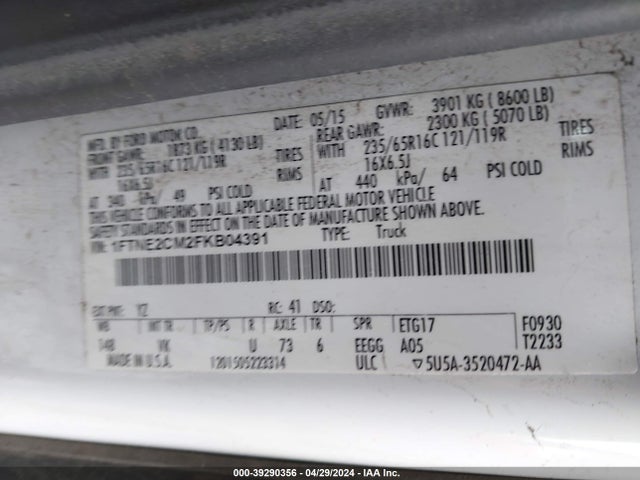 Ford Transit-150 2015 1FTNE2CM2FKB04391 Image 9