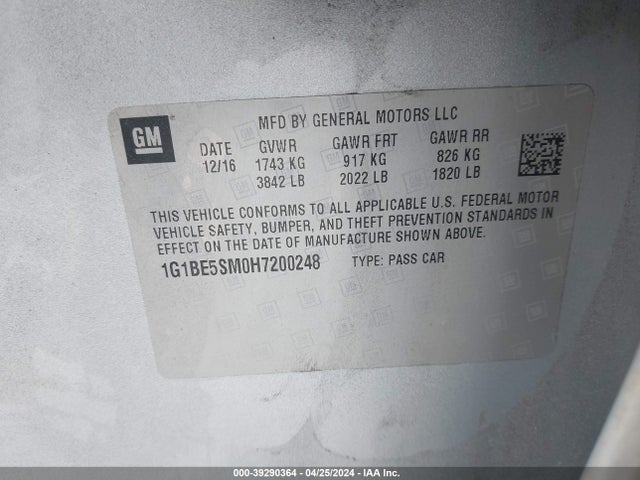 Chevrolet Cruze Lt Auto 2017 1G1BE5SM0H7200248 Image 9
