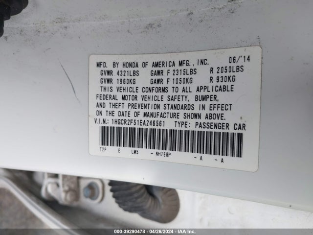 Honda Accord Sport 2014 1HGCR2F51EA246561 Image 9