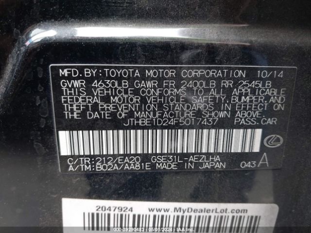 JTHBE1D24F5017437 Lexus IS 350