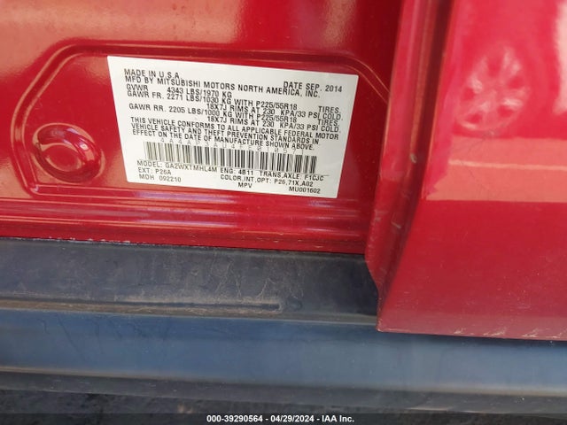 4A4AP3AU4FE010571 Mitsubishi Outlander Sport Es
