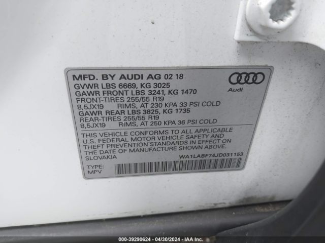 WA1LABF74JD031153 Audi Q7 3.0t Premium