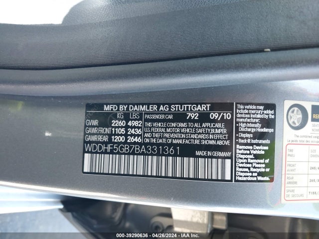 Продаж на аукціоні авто 2011 Mercedes-benz E 350, vin: WDDHF5GB7BA331361, номер лоту: 39290636