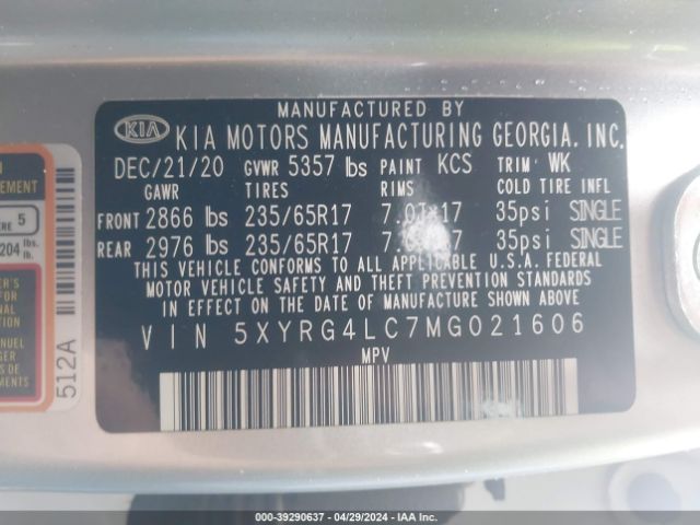 2021 KIA SORENTO 5XYRG4LC7MG021606 Photo 8