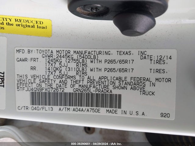 Toyota Tacoma Prerunner V6 2015 5TFJU4GN9FX072672 Image 9