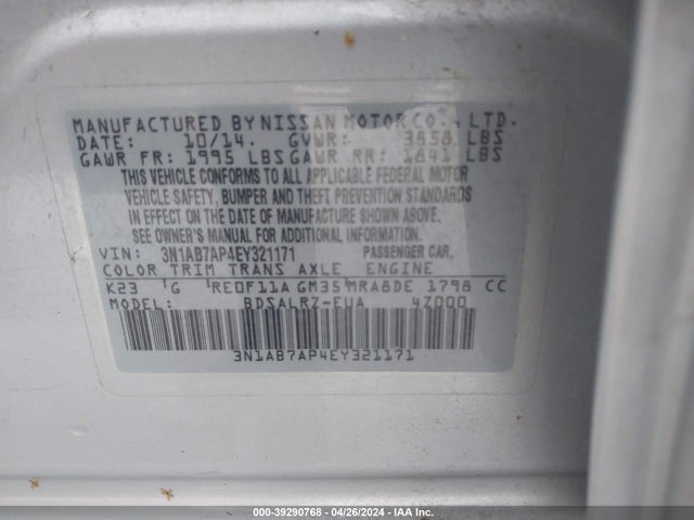 Nissan SENTRA SR 2014 3N1AB7AP4EY321171 Image 9