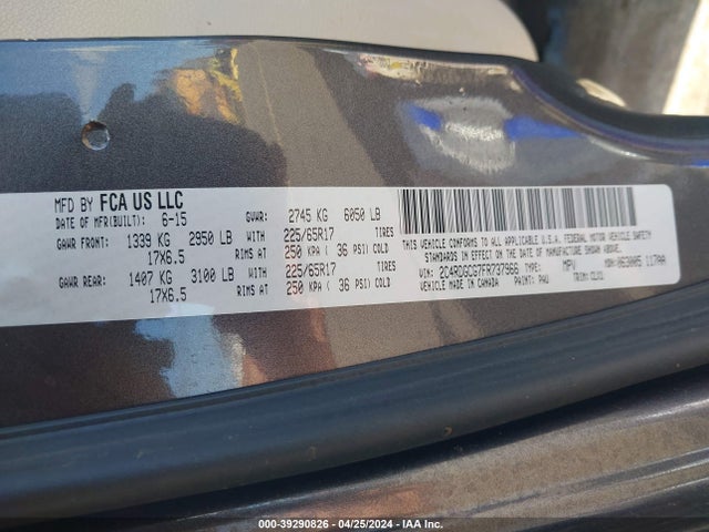 Dodge Grand Caravan Sxt Plus 2015 2C4RDGCG7FR737966 Image 9