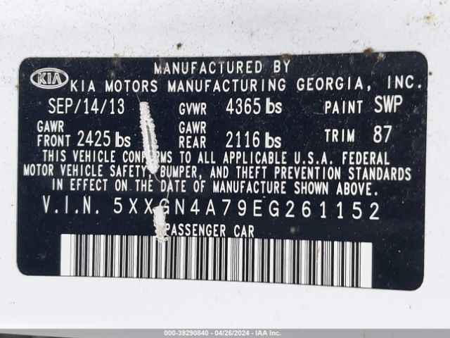 5XXGN4A79EG261152 KIA OPTIMA EX