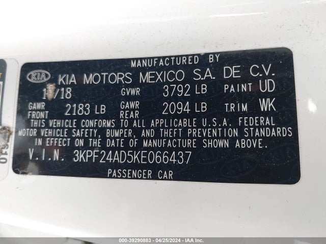KIA Forte Lxs 2019 3KPF24AD5KE066437 Image 9