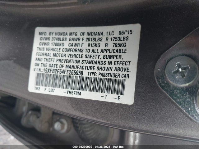 Honda Civic Lx 2015 19XFB2F54FE265958 Image 9