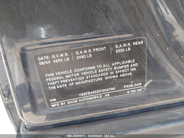 2005 SAAB 9-3 YS3FB45S251003790 Photo 8