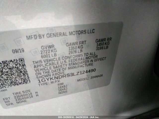 1GYKNDRS3LZ124490 Cadillac Xt5 Awd Premium Luxury