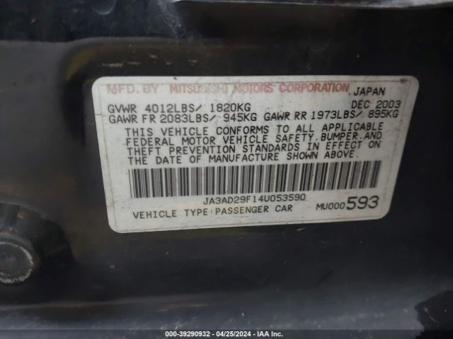 2004 MITSUBISHI LANCER SPORTBACK JA3AD29F14U053590 Photo 8