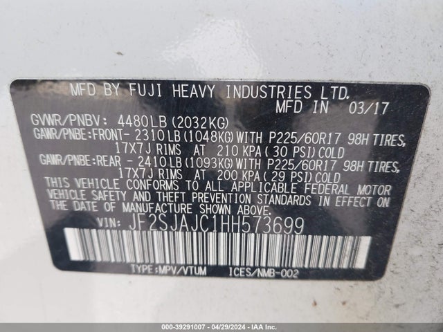 Subaru Forester 2.5i Limited 2017 JF2SJAJC1HH573699 Image 9